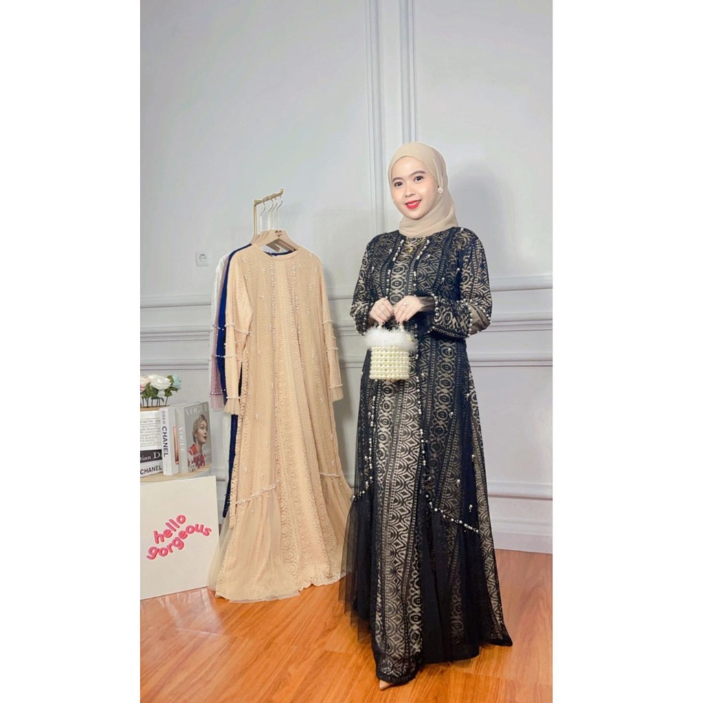 NEW ARIVAL SINTA DRESS BROKAT KOREA MIX BROKAT POLOS AACESORIS MUTIARA // DRESS PESTA DAN KONDANGAAN