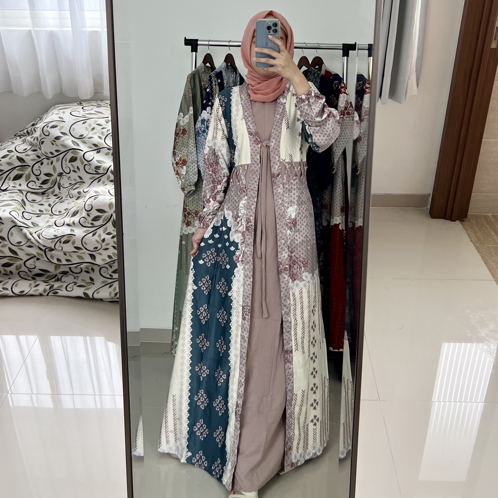 Gamis Sybilla - Gamis Rompi Pesta Raya Syari wanita Casual Lebaran Maxmara Lux MCL2 Tali Pinggang Samping