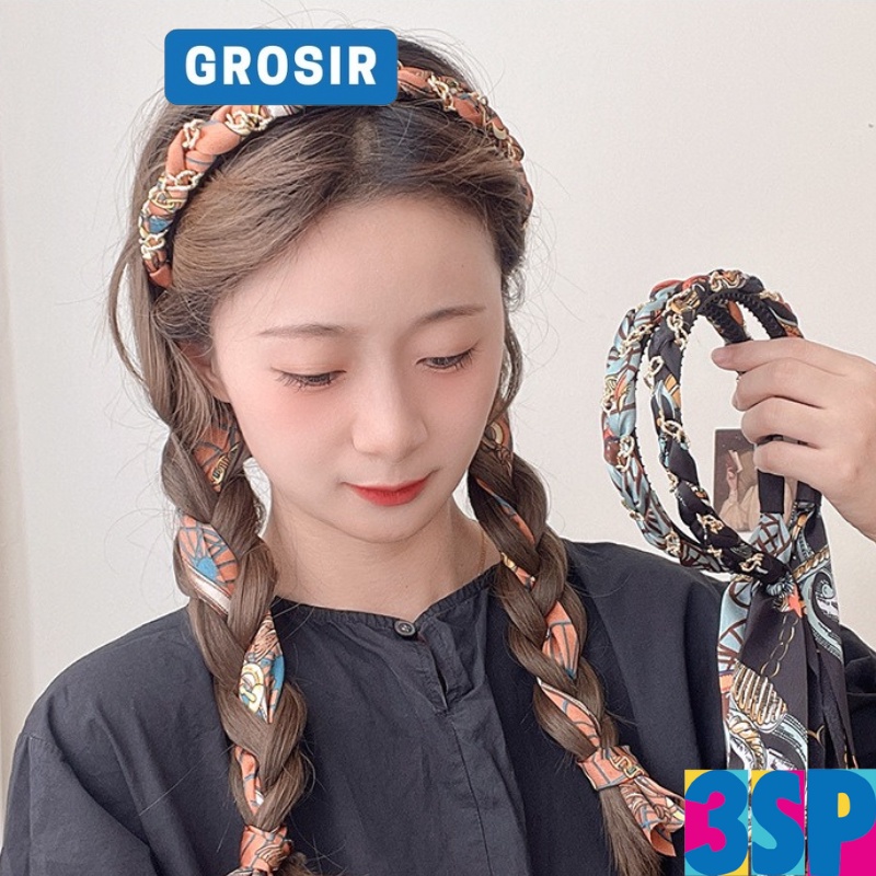 3SP | ART115 Bando Korea Perempuan Dewasa Motif Bandana Korea Tali Kepang Simpul Pita Aksesoris Rambut Wanita