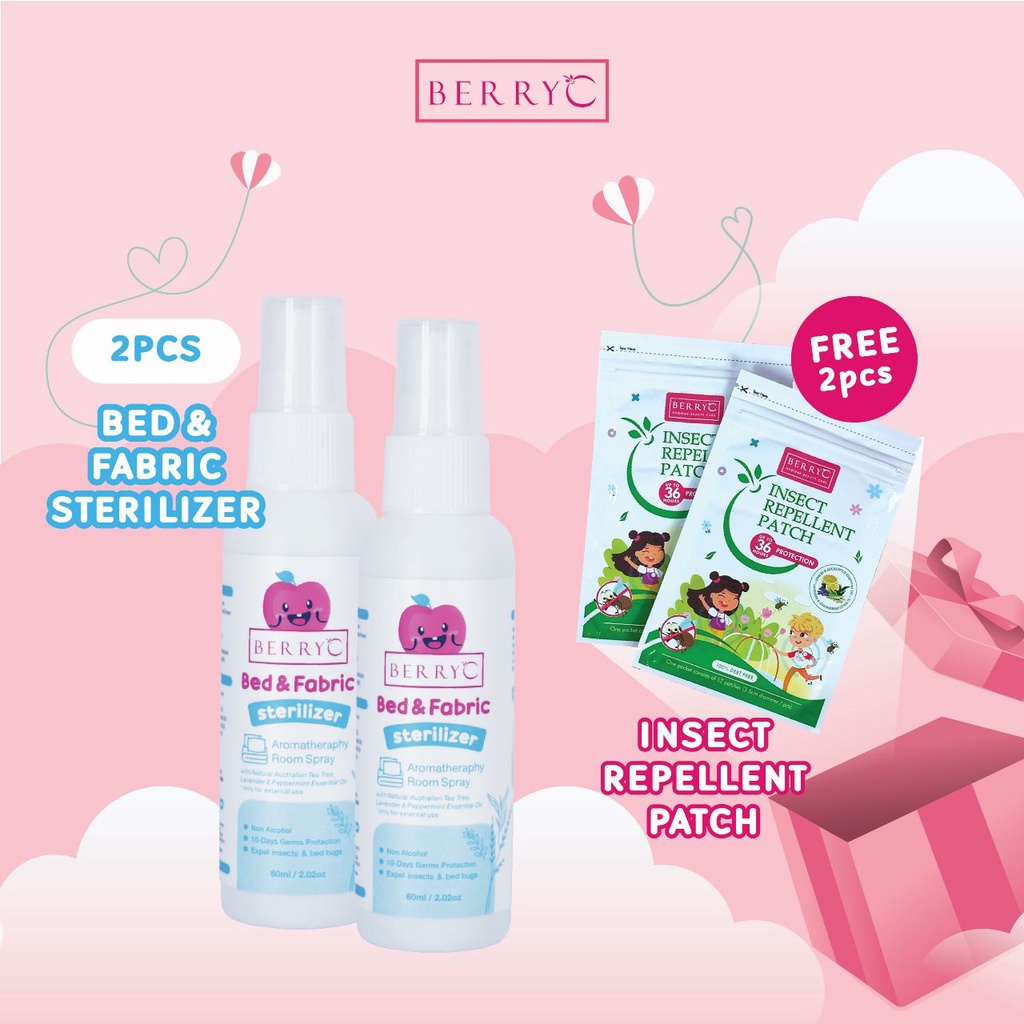 BerryC Bed &amp; Fabric Sterilizer Spray 60ml dengan Perlindungan 10 hari - Berry C Bed Spray Anti Tungau Serangga 60 ml
