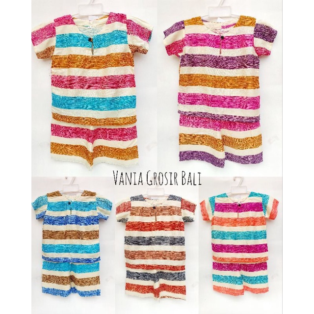 [PUSAT KULAKAN] SETELAN ANAK RAYON MOTIF SALUR LOLIPOP LEHER KANCING