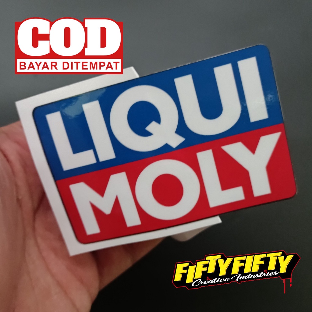 Stiker Print Cut LIQUI MOLY Stiker Printing Laminasi Glossy Stiker Motor Mobil Helm Sudah Membentuk Pola Desain