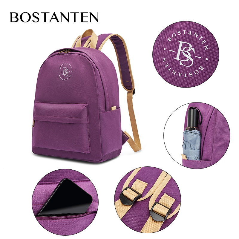 [New Arrival]Bostanten Ransel Pria Ransel Wanita Tas Couple Tas Kanvas Unisex Tas Pelajar Berbagai Warna