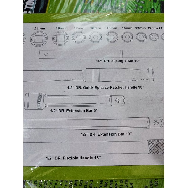 tekiro SE0598 box metal kunci sock set 1/2 inch 24 pcs socket set 1/2&quot;