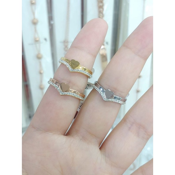 cincin aurel love permata titanium anti karat anti luntur