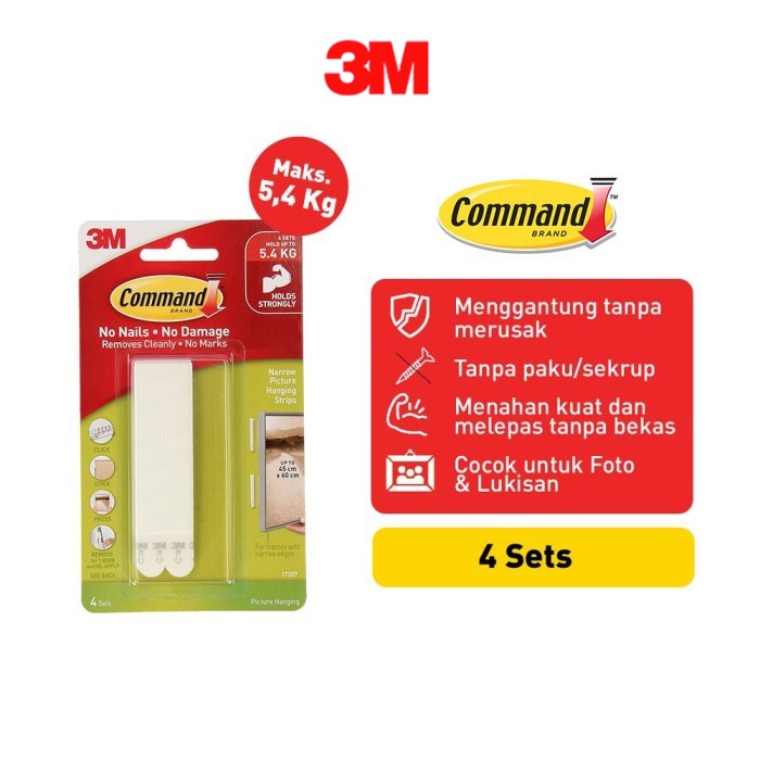 Ktmstore Command hook 3M Gantungan Lukisan Foto narrow Picture Hanging 17207