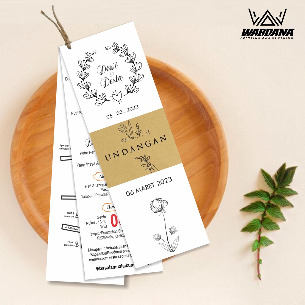 Undangan Pernikahan | Undangan Rustic | Vintage Motif Tali Sabuk Simple | [R02]