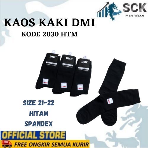 Kaos Kaki Sekolah Panjang DMI 2030 Polos Hitam / Kaos Kaki TK SD SMP DMI 2030 Premium