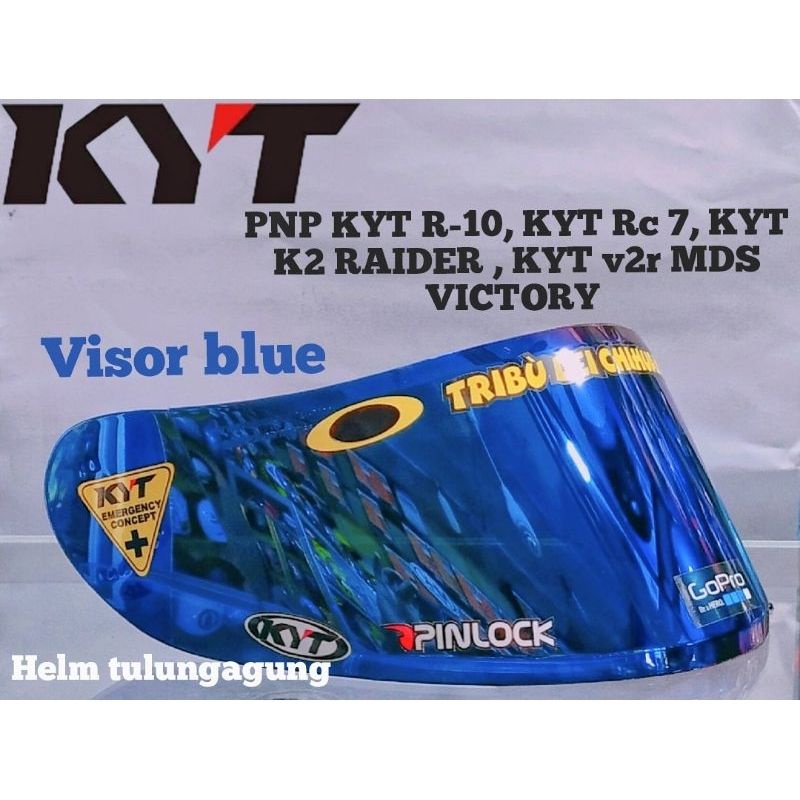 COD||flat visor kyt r10 kyt rc7 kyt k2r iridium blue free stiker visor