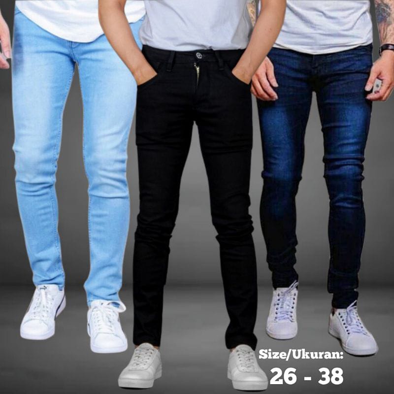 Celana Jeans Pria panjang Skinny Slim Fit Panjang Melar