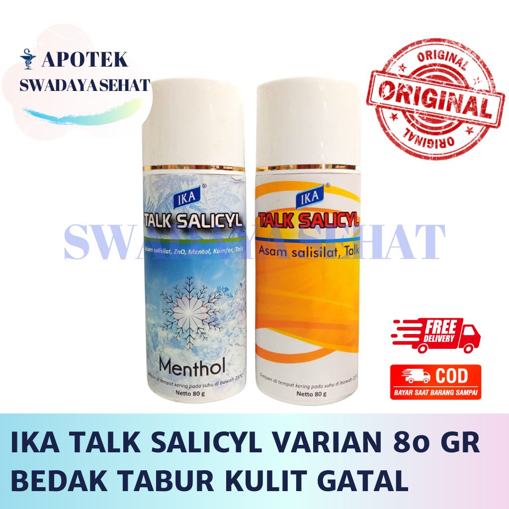 IKA TALK SALICYL MENTHOL BIASA VARIAN 80G - Kuning Bedak Tabur Gatal Kulit Salisil Salycil Talek