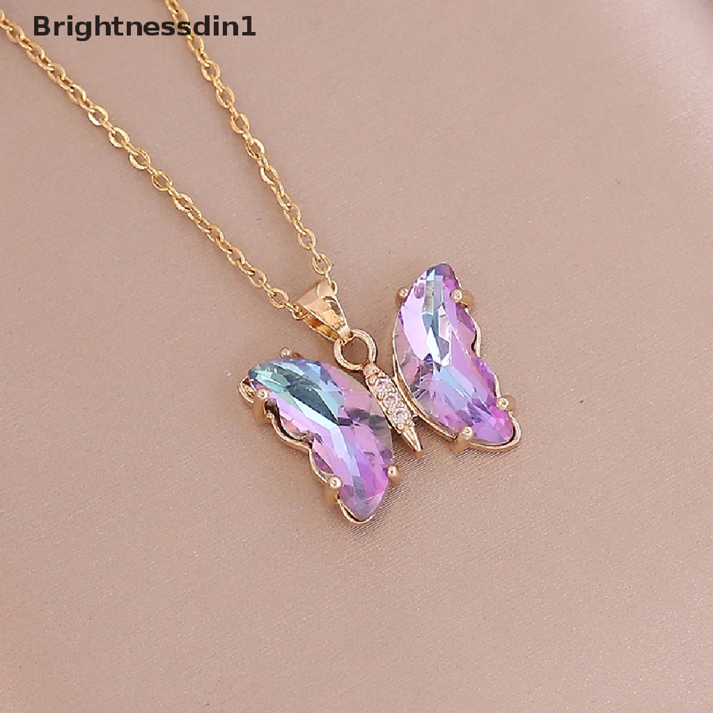 [Brightnessdin1] Kalung Kupu-Kupu Gradasi fashion Wanita Kalung Anti Karat Butik