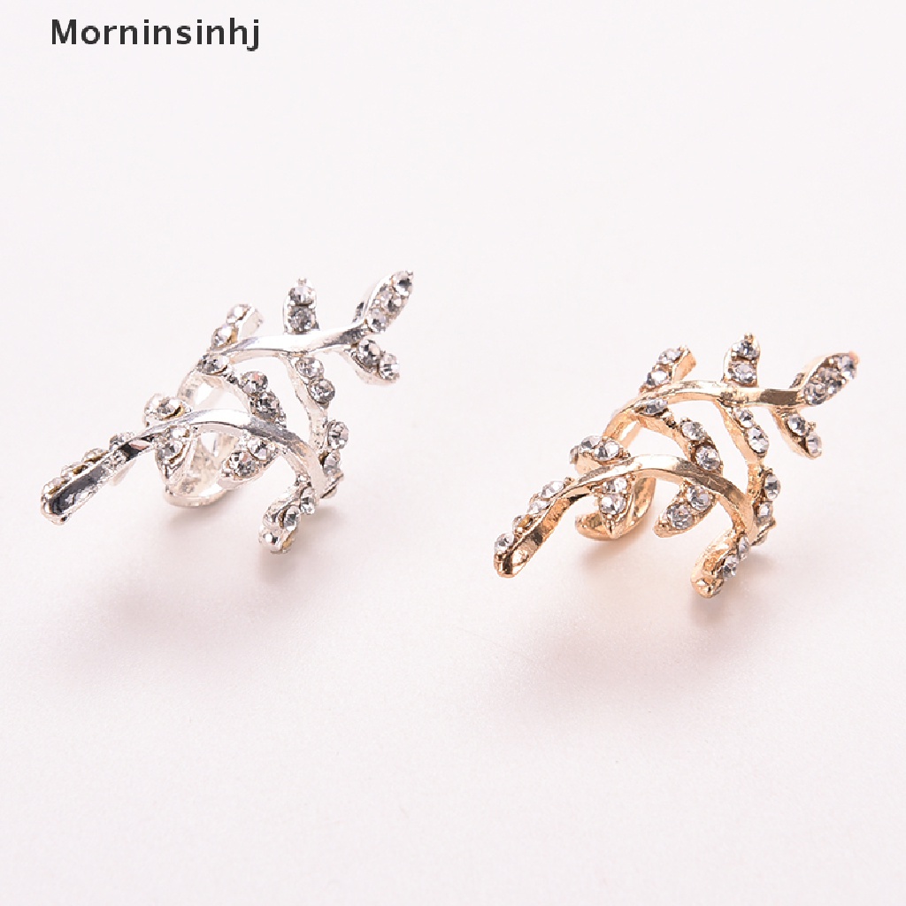 Mornin Wanita Punk Rock Retro Earings Kristal Daun Manset Telinga Warp Klip Telinga Klip Earings id