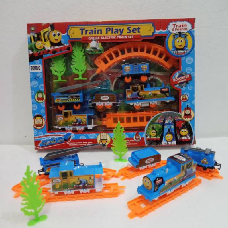 Mainan Anak Thomas Free batrai rel track kereta api train play set 5 gerbong