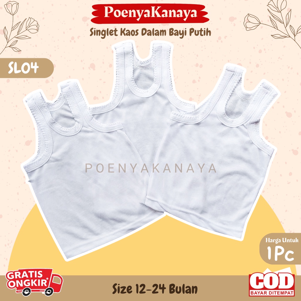 Singlet Kaos Dalam Bayi Putih Size XL SL04