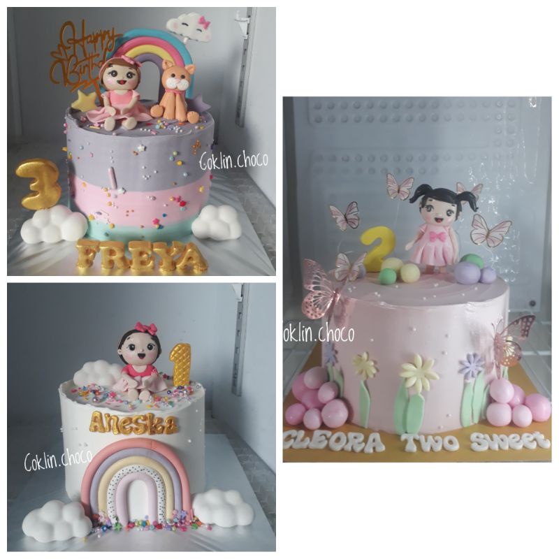 

cake birthday karakter baby girl fondant figure girl cake