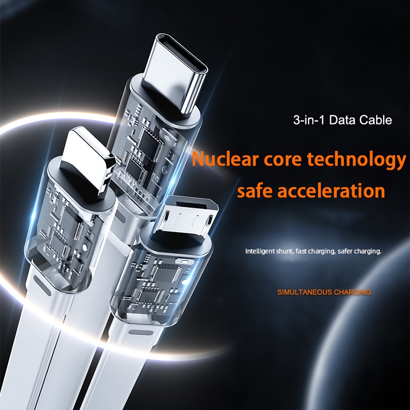 Kapsul Luar Angkasa Satu-Satu Jalur data Tiga Teleskopik multi-Kepala charging line 3a fast charging data line