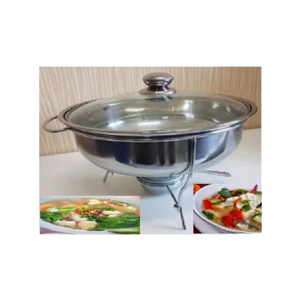 DM - Prasmanan Sop Kuah Warmer Stove Stainless Tutup Kaca / warmer stove tempat makan penghangat makanan prasmanan stainless