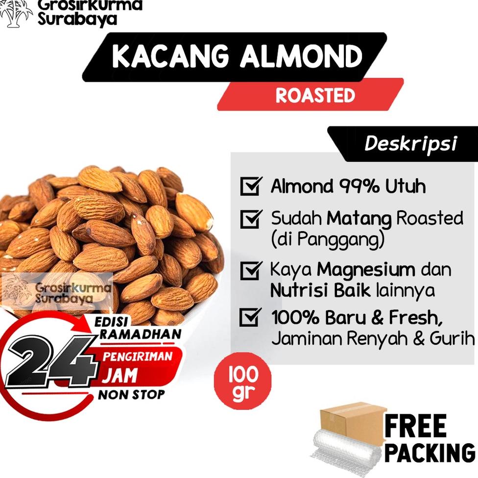 

A98 Kacang Almond Kupas Panggang 100gr Jaminan Renyah Tanpa Kulit Untuk Snack Cemilan MPASI ASI Booster BIG DISKON ⇓