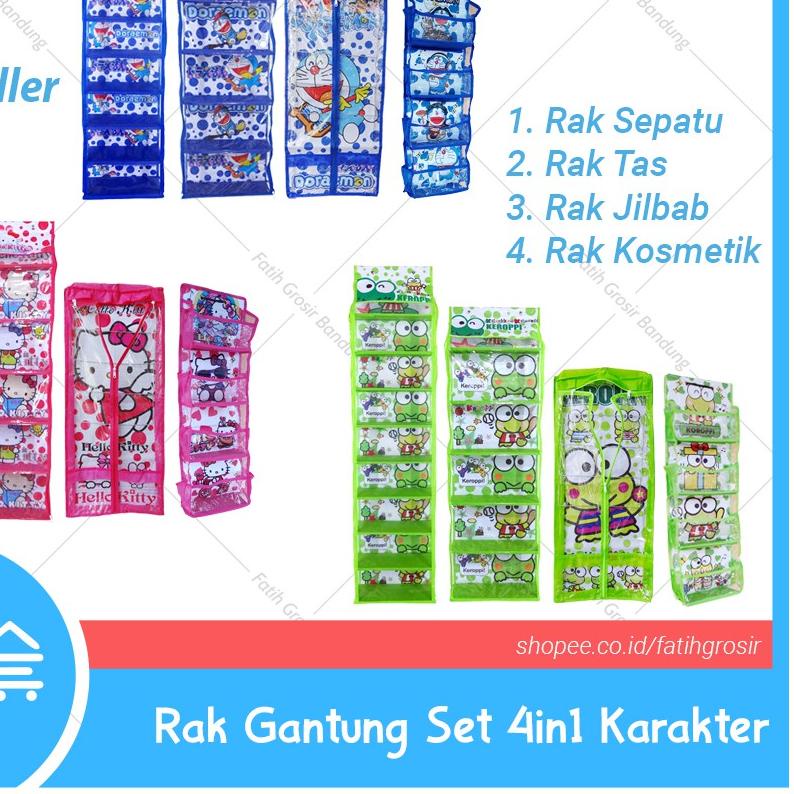 ✲ Rak Set Gantung 4 In 1 Rak Tas Sepatu Gantung 4in1 Murah Full Resleting ℮