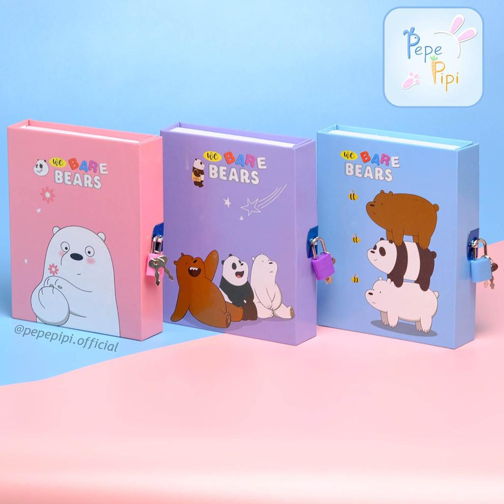 

Special Edition.. Buku Diary WBB We Bare Bear Note Book Dengan Kunci Gembok Tebal 81