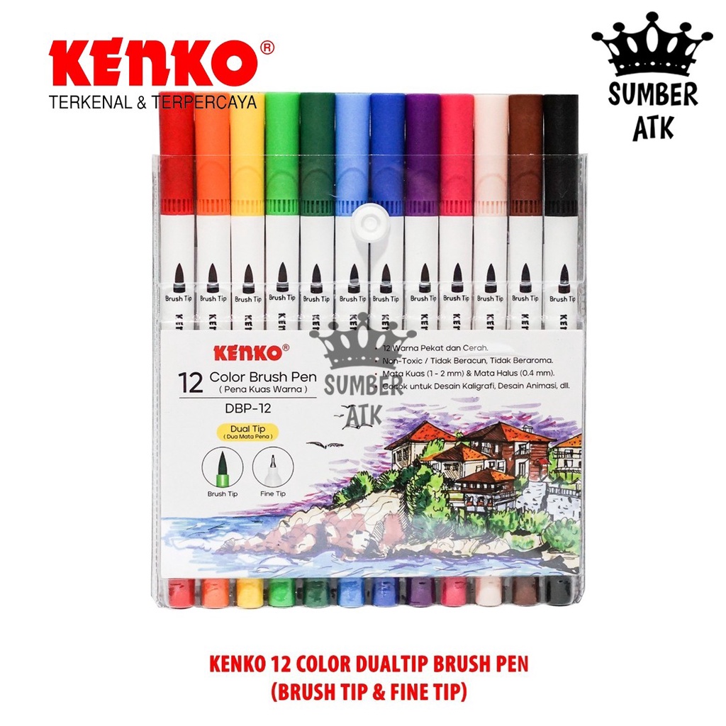 

Color Brush Pen / Pena Kuas Warna KENKO DBP-12 / 12 Warna / Color