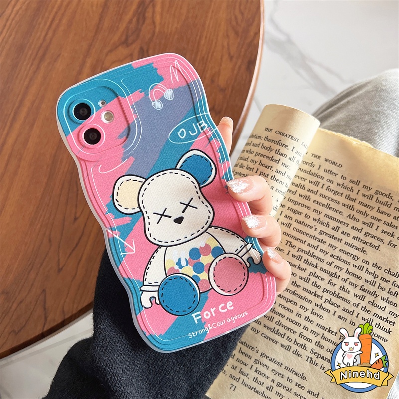 Kompatibel Untuk Samsung A14 A04s A04e A04 A03s A03 A13 A12 A22 A32 A33 A54 A53 A73 A23 M23 A52s A52 A72 A71 A51 A31 A02s A21s A34 A50 A50s A30s A30 A20 A11 A10 S20 S21 FE S22 Ultra Cat Air Kartun Beruang Wavy Edge Phone Case