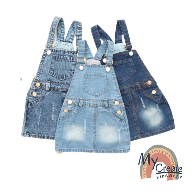 Overall Rok Jeans Pendek Anak Perempuan 6 Bulan - 4 Tahun Baju Kodok
