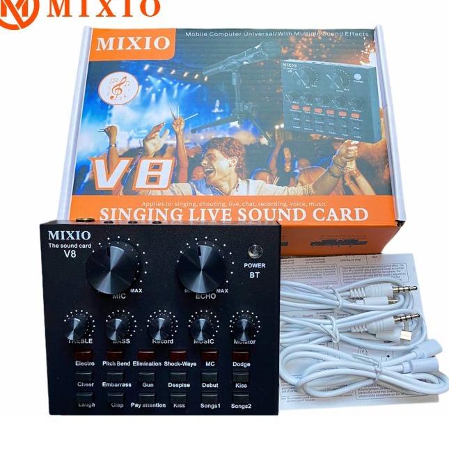 Lebih Berkualitas MIXIO V8S PREMIUM Live Streaming Soundcard Adapter Phone Laptop Microphone
