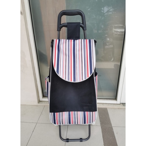 RODA BELANJA PREMIUM HITAM - QUALITY TROLI - TROLY TAS GARIS LIPAT SERBAGUNA TROLLEY Unik Diskon