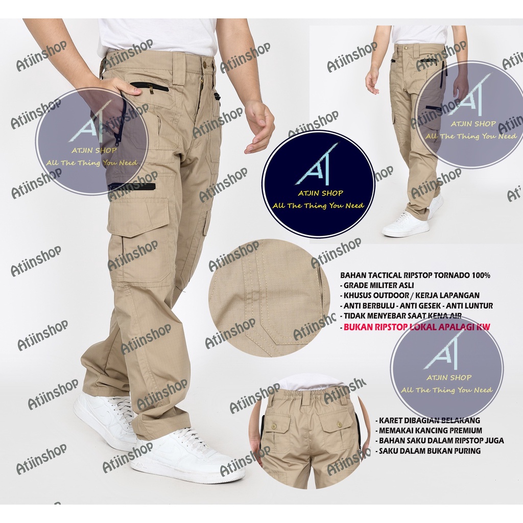 Atjin- Celana Gunung Tactical Panjang Air Force Pria Material Ripstop Tornado Grade Militer [ 4 Warna-Size 28-44]