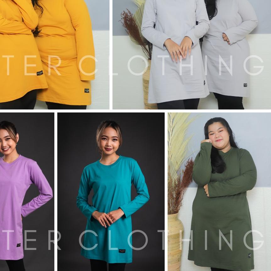 ➬ kaos tunik giter - kaos tunik jumbo ld 120 - tunik kaos oversize ( army lilac tosca mustard abu ) 