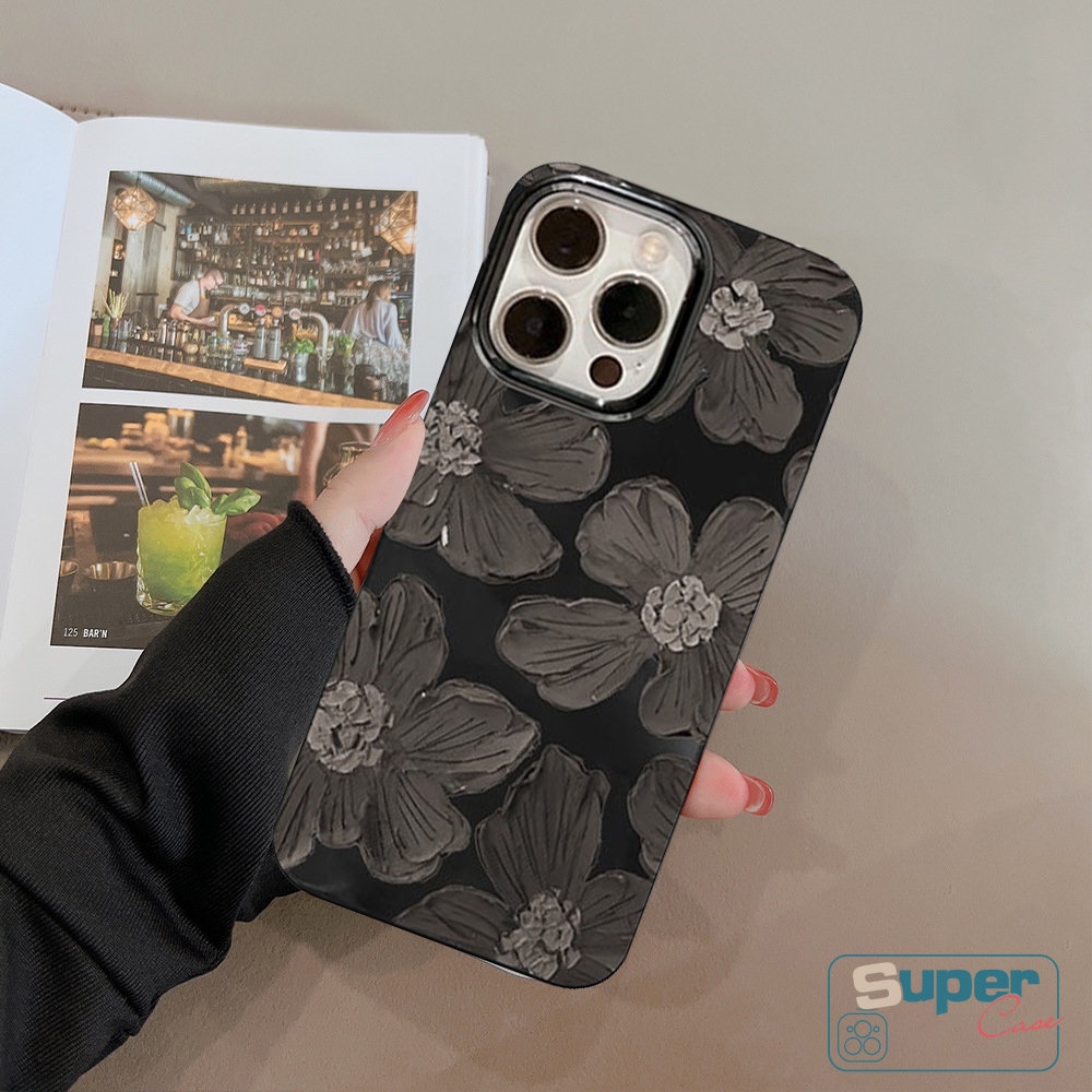 Glossy Soft Tpu Case Kompatibel Untuk IPhone 7Plus XR 11 7Plus 12 13 14 Pro Max 7 8 14 Plus X XS Max SE 2020 Retro Lukisan Minyak Bunga Halus Ponsel Penutup Belakang