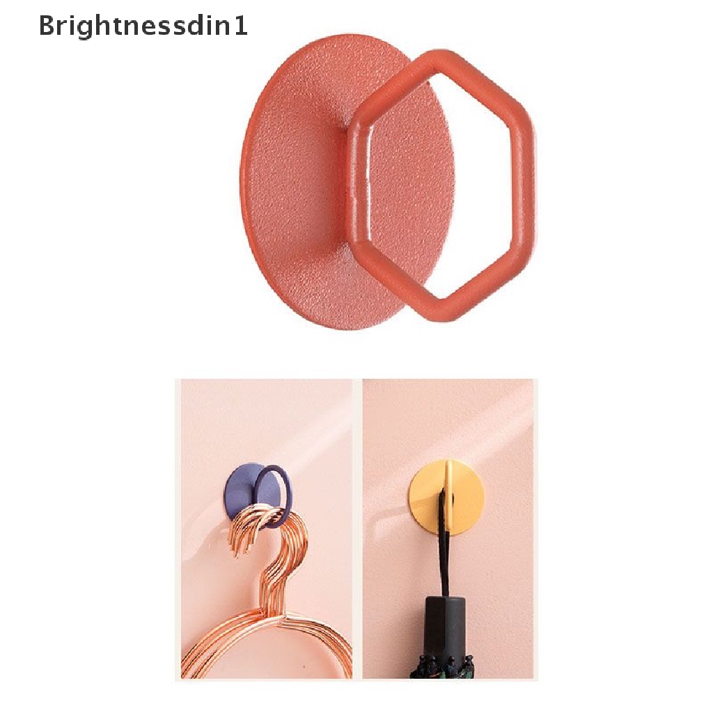 [Brightnessdin1] 1pc Kait Logam Gratis Punching Tahan Air Lem Kait Penyimpanan Kait Rumah Accessorie Butik