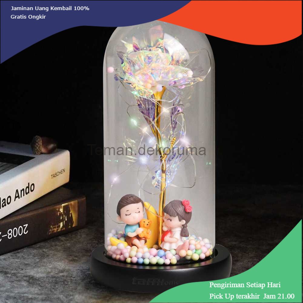 TD - LMP TaffHOME Lampu Meja Hias LED Mawar Beauty &amp; The Beast Bubble Colorful - RG-016