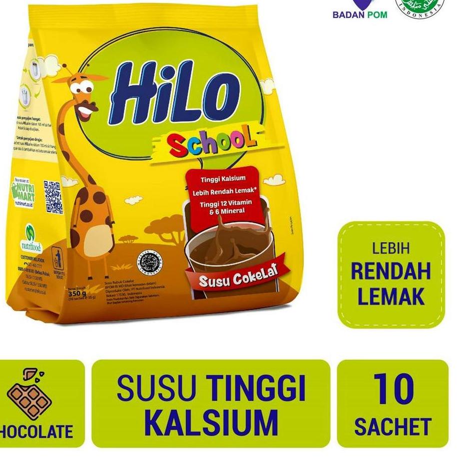 

☃ HiLo School Chocolate Gusset 350 gram (10 Sachet) - Susu Tinggi Kalsium ℗