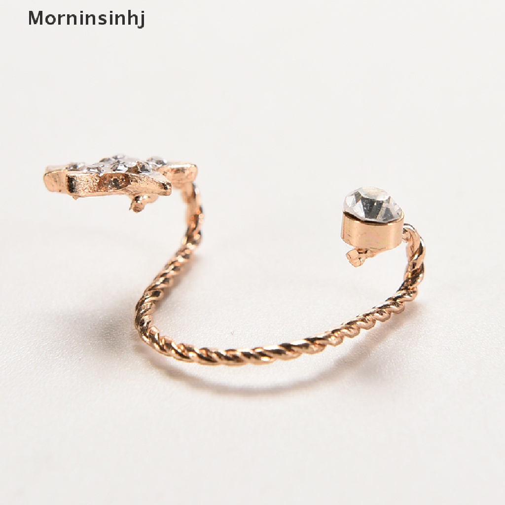 Mornin Wanita Fashion Berkilau Kristal Pentagram Telinga Klip Trendi Manset Telinga Stud Earings id