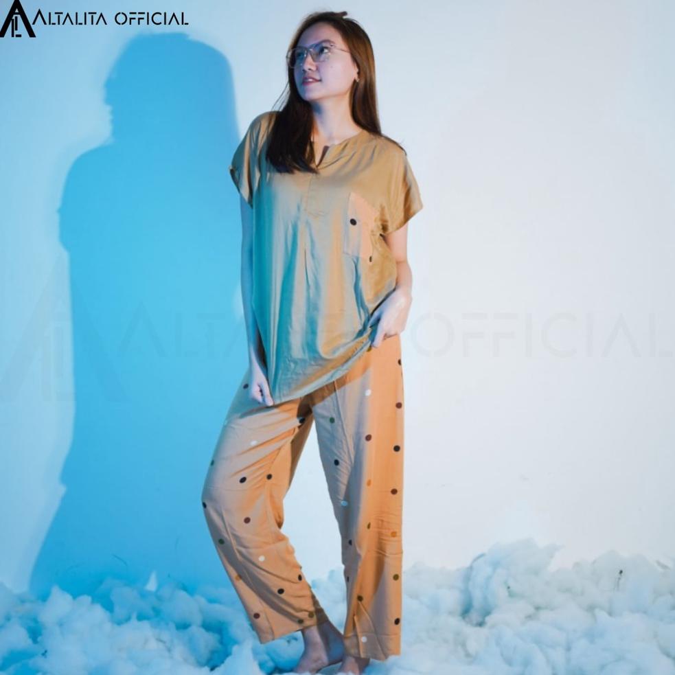 TERPERCAYA Setelan Piyama Babydoll Lengan Pendek Kekinian Baju Tidur One Set Rayon Premium Wanita De