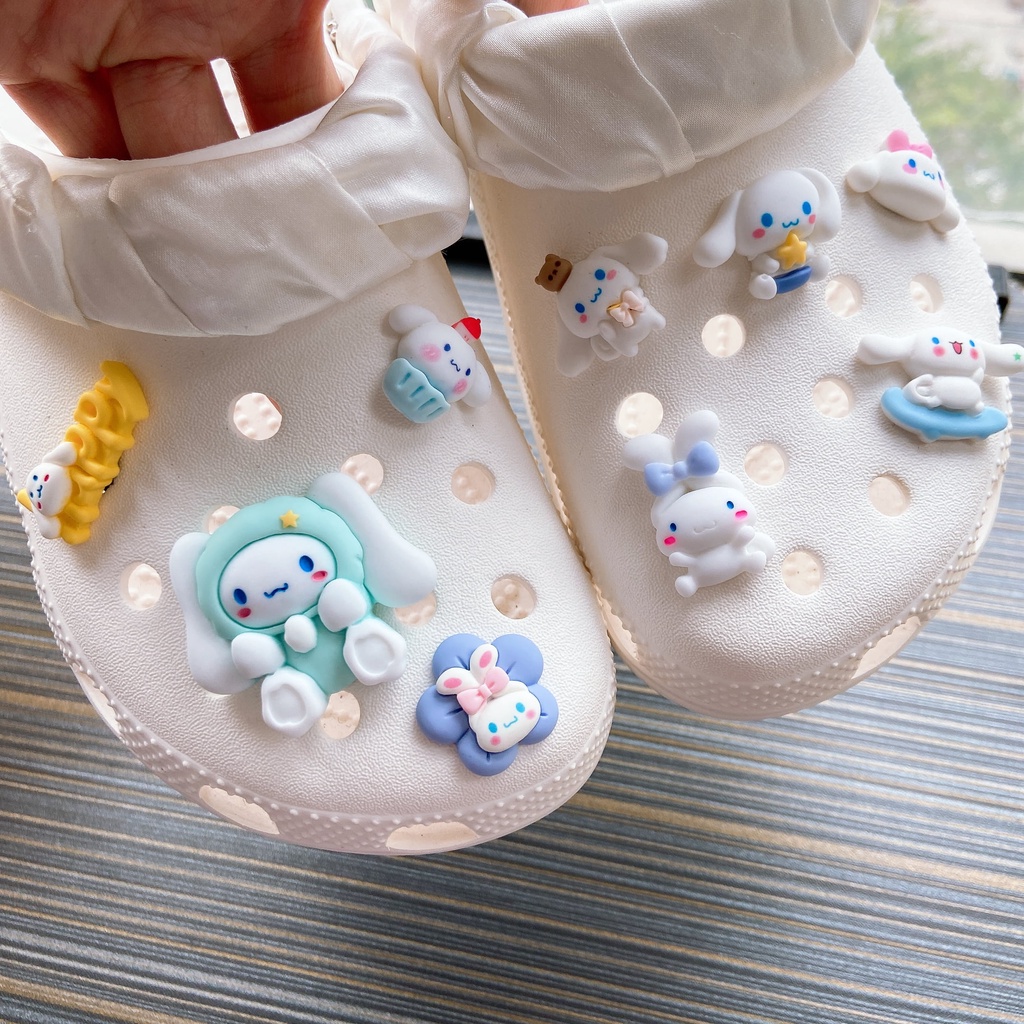 @shinydiy 9 pcs Sanrio Cinnamon Crocs Jibbitz Shoes Charm Sandal Aksesoris Sepatu Hias【asesoris wanita｜crocs jibbitz】