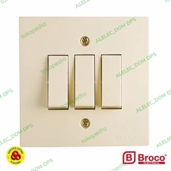:>:>:>:>] Saklar Triple Broco 6613 / Saklar lampu Inbow Broco
