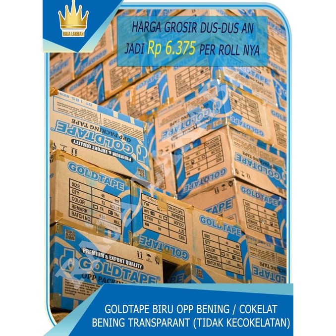 

Lakban Goldtape / Plakban Goldtape OPP Core Biru 72 Yard - PER DUS