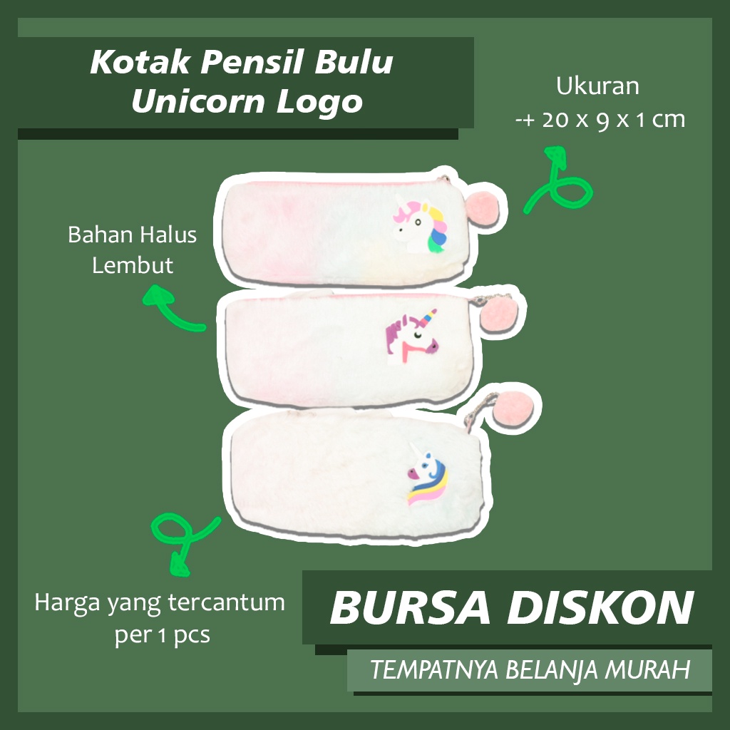 

Kotak Pensil Bulu Unicorn Logo Pencil Case Tempat Pensil Kuda Poni