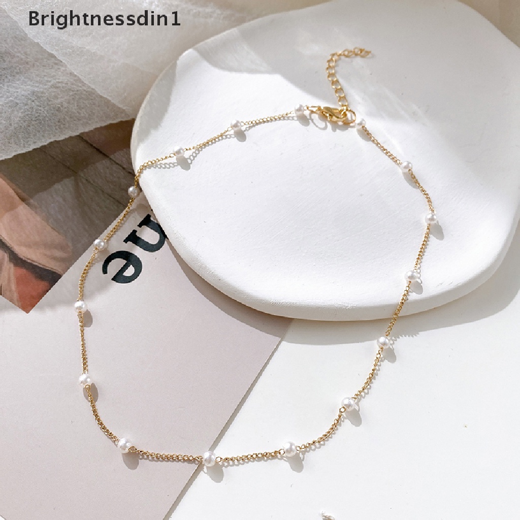 [Brightnessdin1] Fashion Mutiara Liontin Choker Kalung Wanita Pesta Pernikahan Klavikula Rantai Aksesoris Hadiah Untuk Butik Perhiasan Tahun Baru