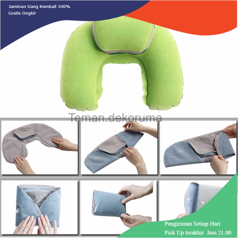 TD - TRV Bantal Leher U-Shape Inflatable Air Blow Up