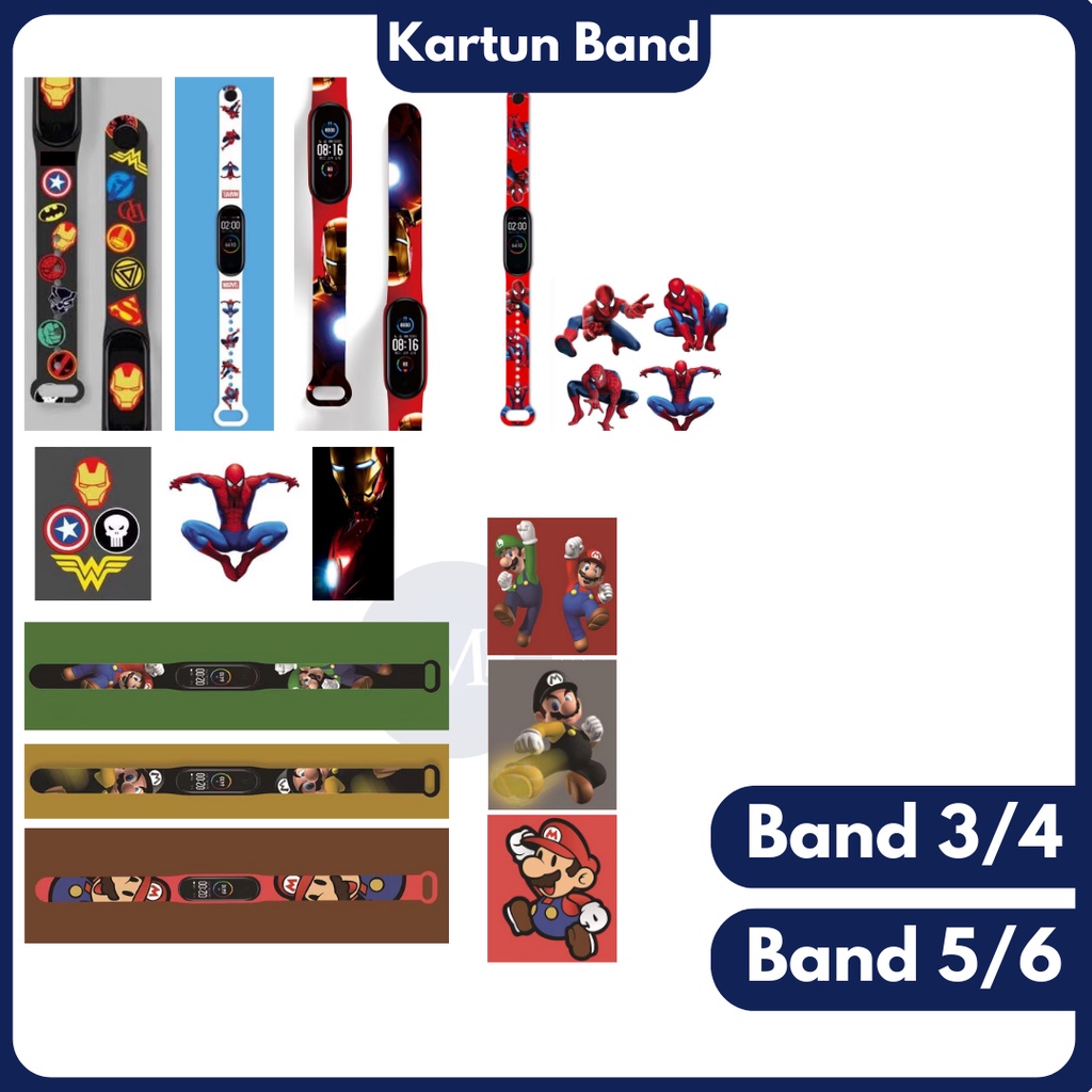 Strap M Band 3 Band 4 Band 5 Band 6 Strap Silicone Tali Pengganti Xl M Band 3/4/5/6 Lucu Motif Kartun2  Anime