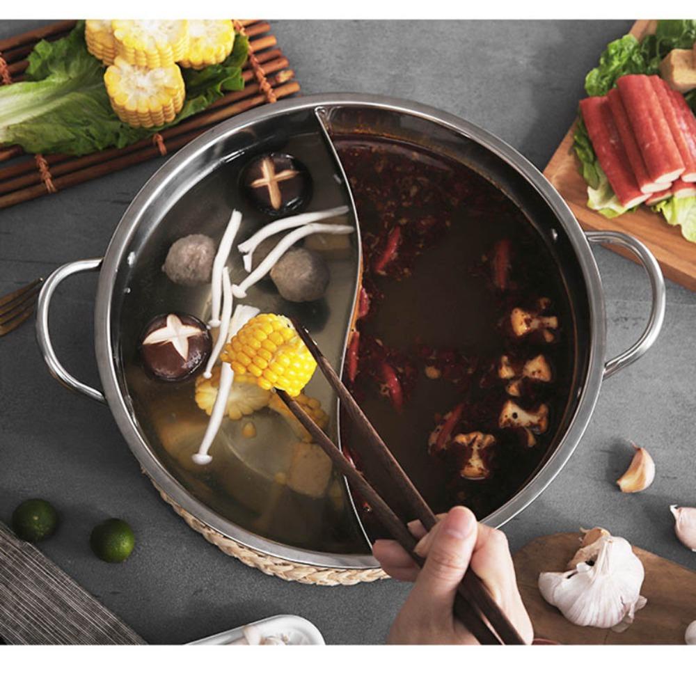 Solighter Chinese Hot Pot Menebal Stainless Steel Dengan Penutup Kompor Gas Panci Masak Dapur