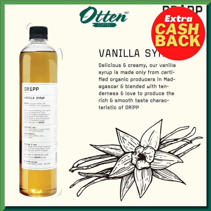 

DRiPP - Syrup Vanilla 760ml - Perasa Minuman Berbentuk Sirup Rasa Vanilla Untuk HORECA