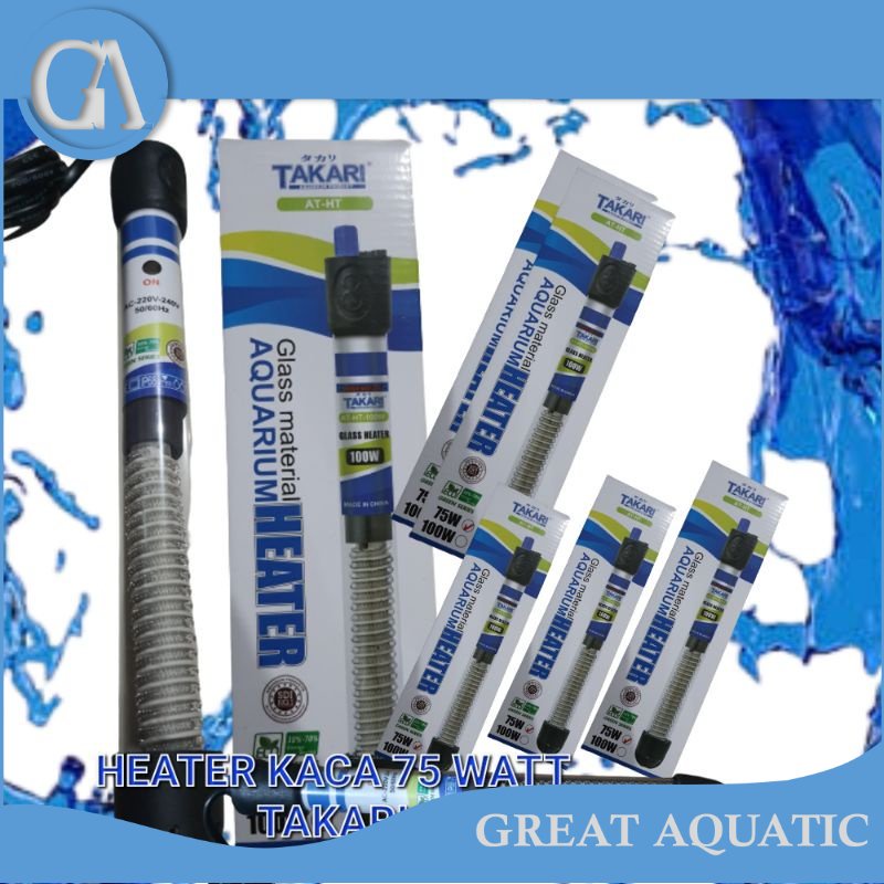 Heater kaca Takari 75 watt Pemanas  Air Aquarium Glass Material