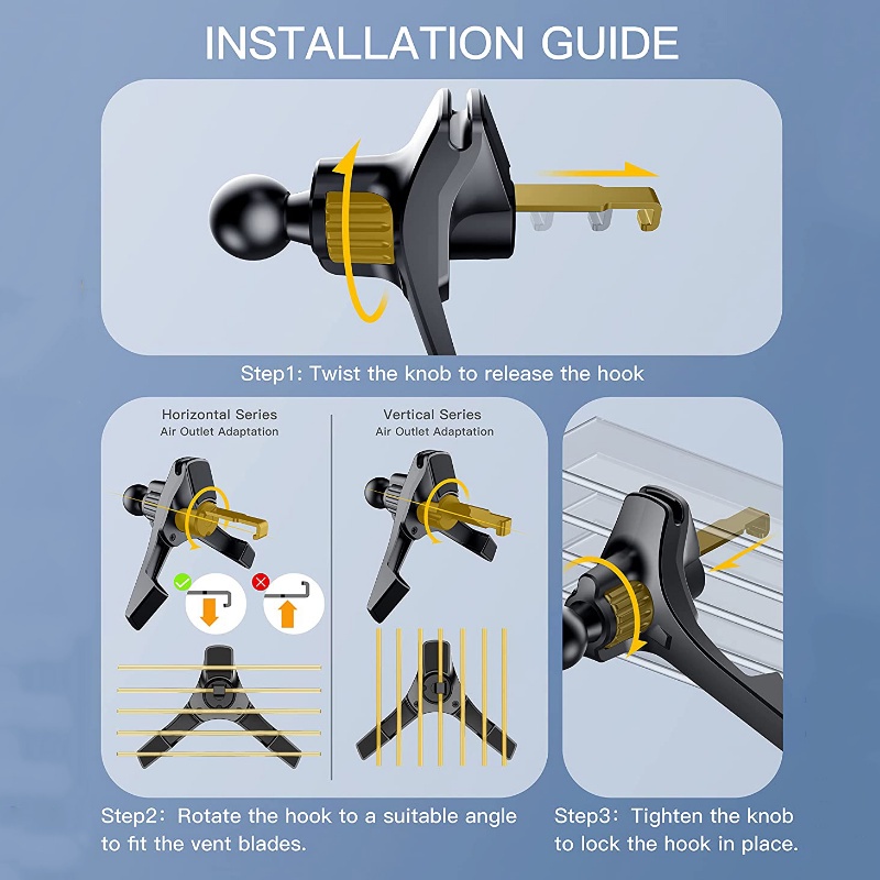 Car Air Outlet Hook Untuk Magnet Braket Ponsel Klip Holder Ponsel Mobil Aksesoris Interior Mobil Klip Ventilasi Udara Universal 17mm Kepala Bola Klip Ventilasi Udara