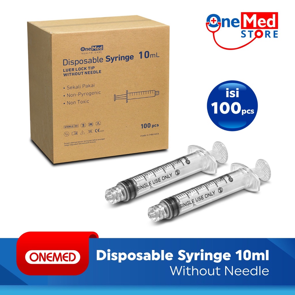 Syringe 10 cc Without Needle Onemed Tanpa Jarum Box 100 Pcs